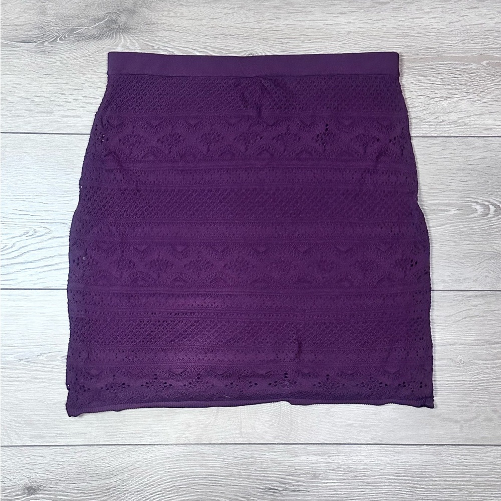 WHBM Crochet Knit Plum Purple Mini Skirt - Picture 3 of 11